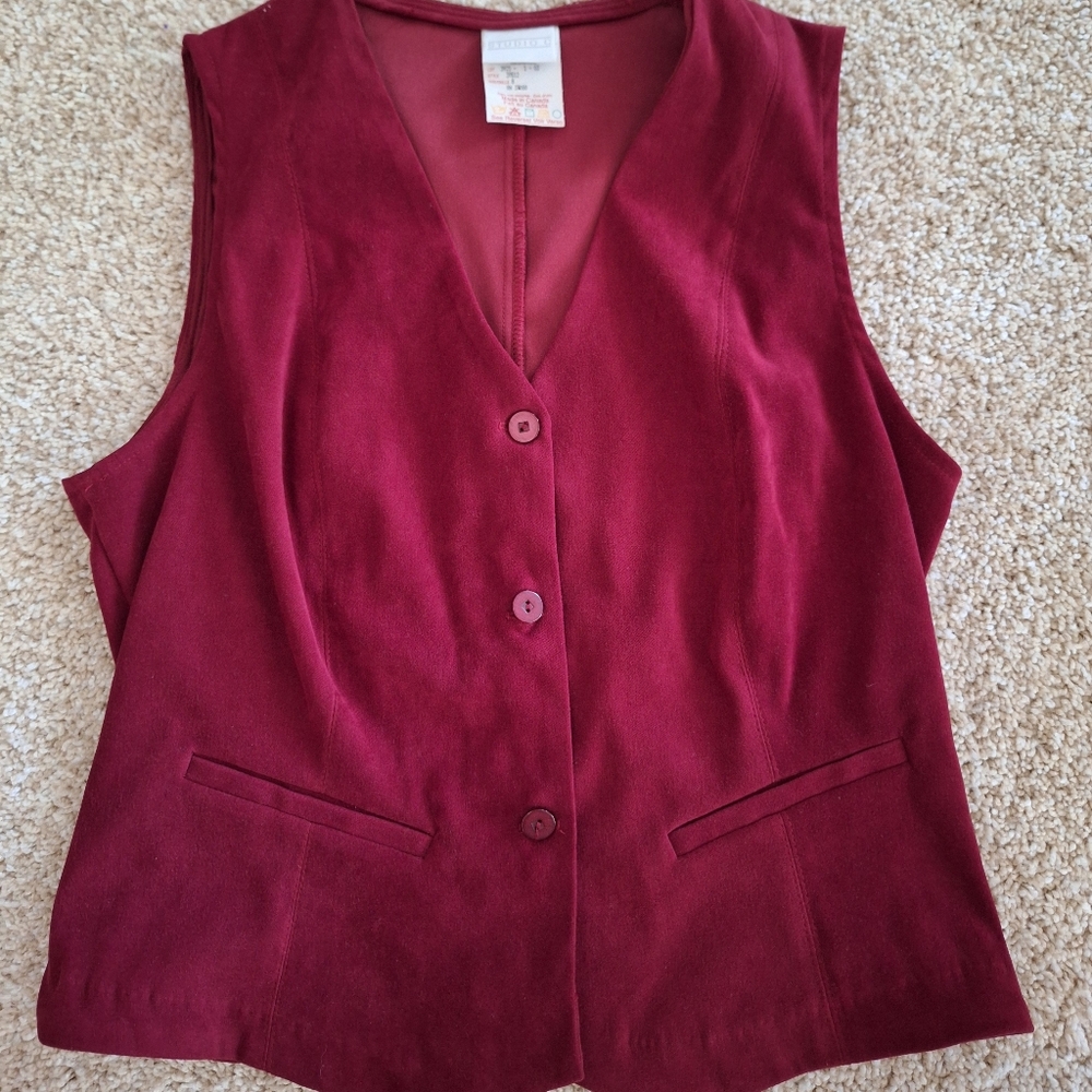 Vintage Maroon Faux suede vest